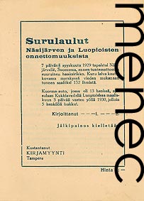 Surulaulut N�sij�rven ja Luopioisten onnettomuuksista
