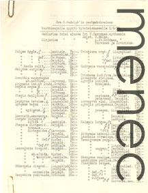 E. A. Hellmanin tekem� luettelo H. Rudolph'in perhoskokoelman huutokaupasta hy�nteismuseolla 5/5/38