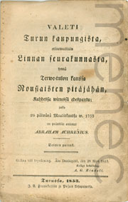 Achrenius, Abraham: Valeti Turun kaupungista, erinomattain Linnan seurakunnasta
