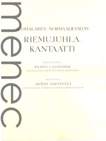 Cajander, Paavo: Suomalaisen normaalilyseon riemujuhlakantaatti