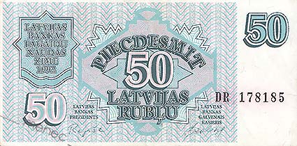 Seteli, 50 ruplaa, Latvia, 1992 