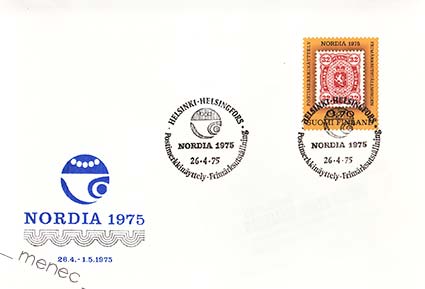 Nordia 1975, 0,70, FDC + pääsylippu 