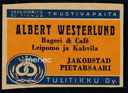 Kauppiasetiketti, Albert Westerlund, Pietarsaari 