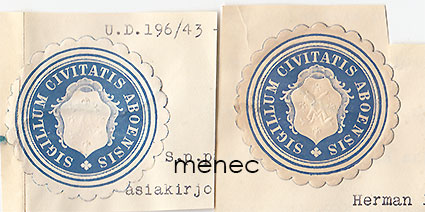 Paperisinetti, Sigillum civitatis Aboensis, 2kpl 