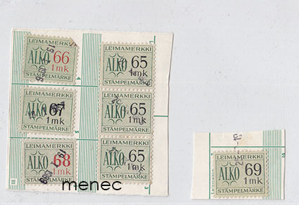 Viinakortin leimamerkkejä 1965-1969 [7 kpl] 