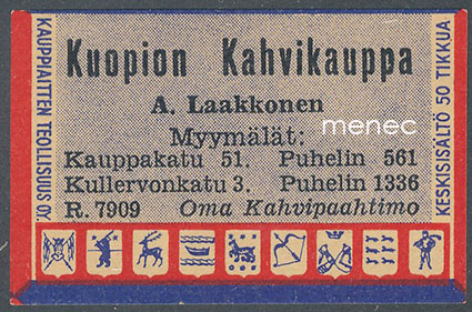Kauppiasetiketti, Kuopion Kahvikauppa A. Laakkonen 