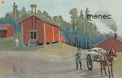 Heickell, Arthur - Hevoskuorma maalaismaisemassa 