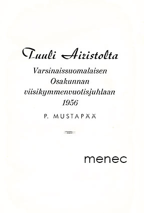 Mustapää, P. - Tuuli Airistolta 
