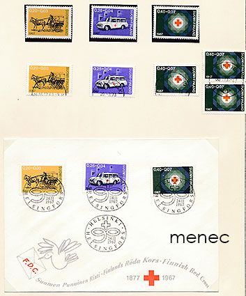 Punainen Risti 1967, 8 kpl + FDC 