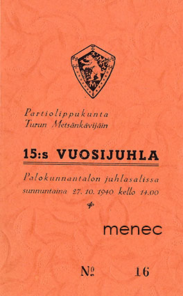 Partiolippukunta Turun Metsänkävijäin 15:s vuosijuhla 