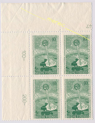 Lennätin 100 vuotta 1955, 10mk, nelilö 