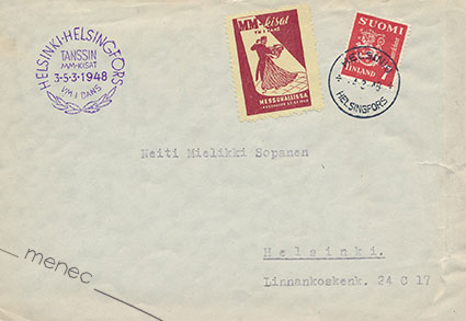 Erikoisleima, Tanssin MM-kisat Messuhallissa 1948, kirjeensulkjalla 