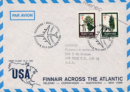 Finnair Across the Atlantic 1969. Ensilento 