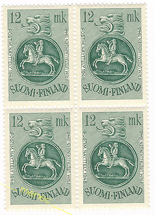 Postimerkkinäyttely 1948, 12 mk, nelilö 
