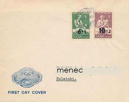 Tuberkuloosi 1947, päällepainamat, FDC 
