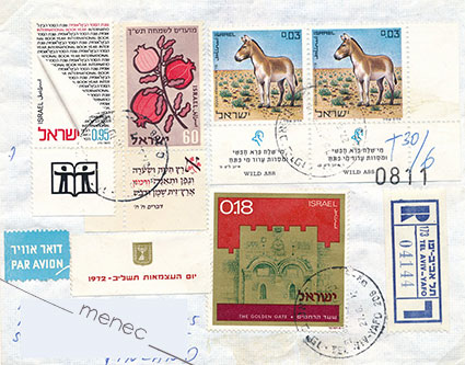 Israel, postilähetys Suomeen 1972, kirjattu 