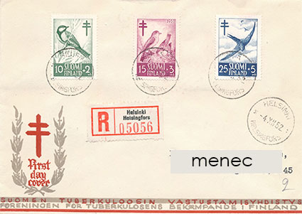 Tuberkuloosi 1952, FDC, kirjattu 