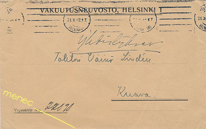 Postilähetys 1942, Vakuutusneuvosto, vapaakirje 