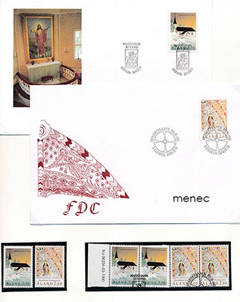 Ahvenanmaa, Lumparlandin ja Kumlingen kirkot 10.9.1990, 6 kpl ja FDC 