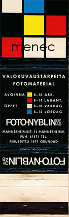 Tulitikkuetiketti, litteä, Foto-Nyblin, Helsinki 