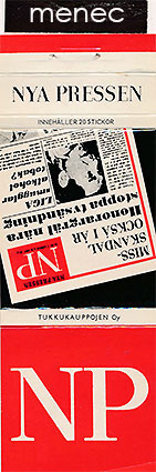 Tulitikkuetiketti, litteä, Nya Pressen 