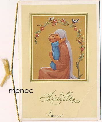 Wendelin, Martta - Maria ja Jeesus-lapsi, taittokortti nyörein 