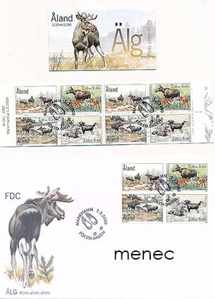 Ahvenanmaa, Hirvet 2000, FDC + 2+vihko ÅV8 + maksimit 
