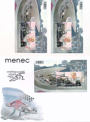 Mika Häkkinen 1999, 2x pienoisarkki BL21 + FDC 