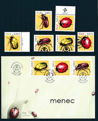 Ahvenanmaa, Kovakuoriaisia 2006, 6 kpl + FDC + 3x maksimi 