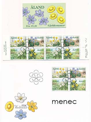 Ahvenanmaa, Kevätkukkia 1997, 2x vihko ÅV5 + FDC + 4x maksimi 