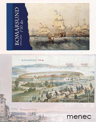 Ahvenanmaa, Bomarsund 150 vuotta 2004, 2x vihko ÅV14 + FDC  