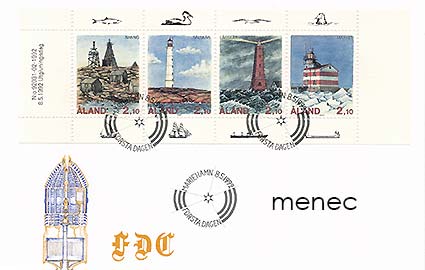 Ahvenanmaa, Majakat 1992, 2x vihko ÅV1 + FDC 