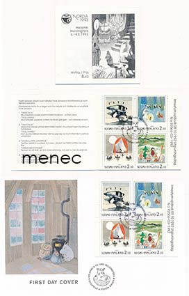 Nordia 1993 -postimerkkinäyttely, 1992, muumit, 2x vihko V17 + FDC 