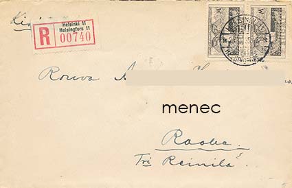 Kirjelähetys 1935, Kalevalan 100-vuotisjuhla, 2x2,00, kirjattu 