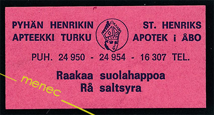 Apteekkietiketti, Raakaa suolahappoa 