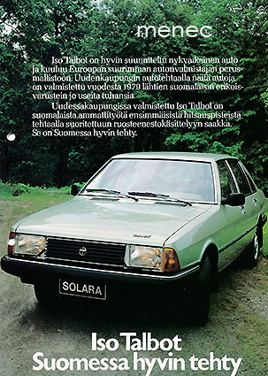 Iso Talbot. Suomessa hyvin tehty, esite 