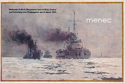 Bock, Adolf - Ankunft S.M.S. Westfalen und S.M.S. Posen zur Befreiung von Helsingfors am 12. April 1918 