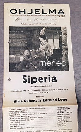 Siperia, elokuvamainos 