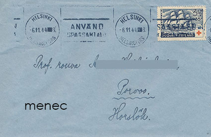 Punainen Risti 1937, kirjelähetys 