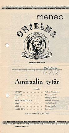 Amiraalin tytär, elokuvamainos 