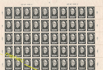 Presidentti Svinhufvudin surumerkki 1944, 3,50, arkki 100 kpl 