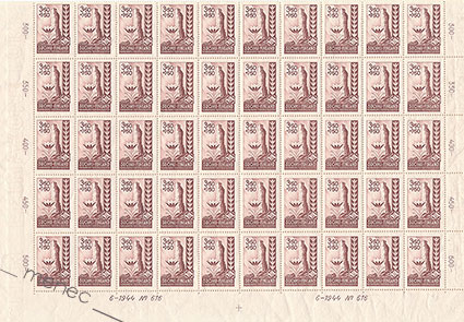 Kansanapu 1944, 3,50+1,50, arkki 100 kpl 