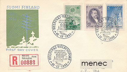 Lennätin 100 vuotta 1955, FDC, USA:han 