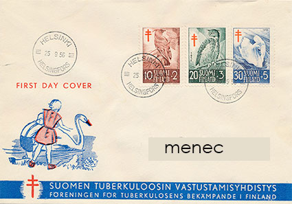 Tuberkuloosi 1956, FDC, kirjattu 