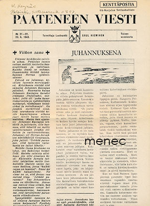 Paateneen viesti  1943,21