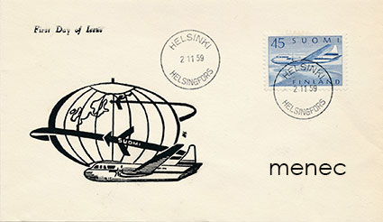 Yleismerkki Convair Metropolitan 1959, 45mk, FDC 