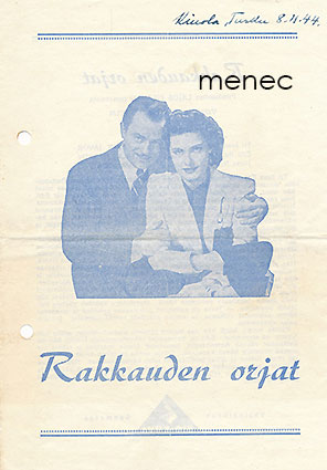 Rakkauden orjat, elokuvaesite ja pääsyliput 