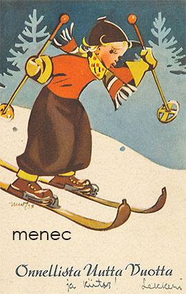 Wendelin, Martta - Tyttö mäenlaskussa 