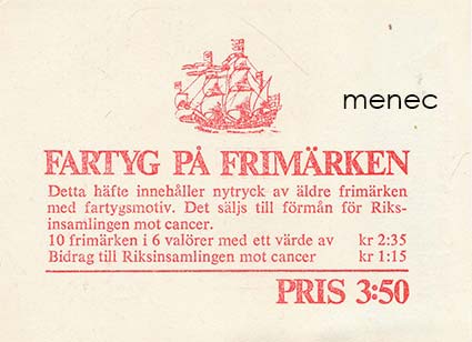 Ruotsi,  Fartyg på frimärken 1966, vihko H182 