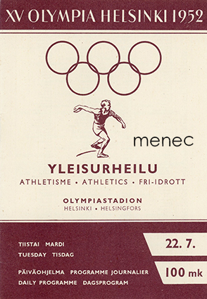 XV Olympia Helsinki 1952. Yleisurheilu, Olympiastadion tiistai 22.7. Päiväohjelma 